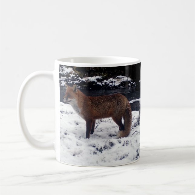 Rotfuchs Winter Schnee Waldlandschaft Wildtierfoto Kaffeetasse (Links)