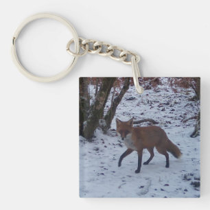 Rotfuchs Winter Wald Schnee Wildtier Kunstwerk Schlüsselanhänger