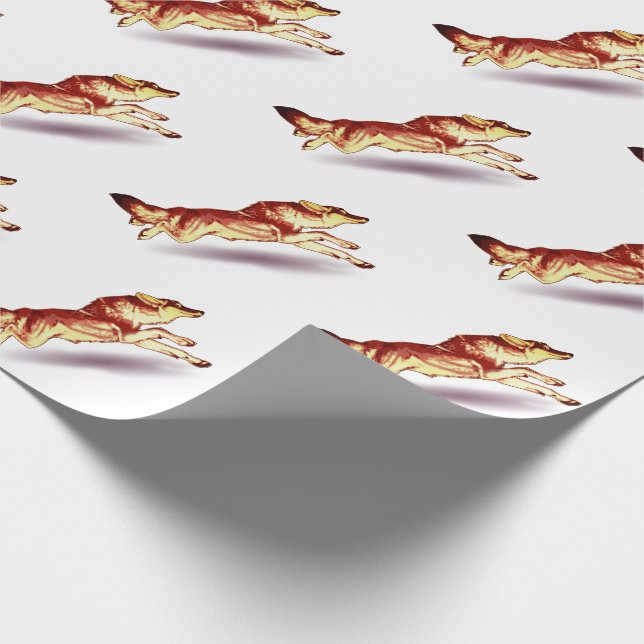 Rotfuchs-Wolfshund mit braunem Weiß Geschenkpapier (Ecke)