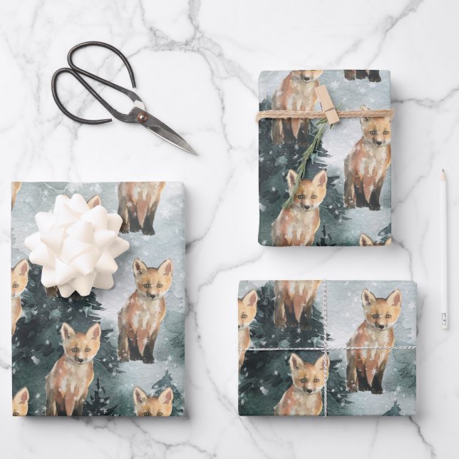 Rotfuchsgräber in einem üppigen Wald Geschenkpapier Set (Vorderseite)