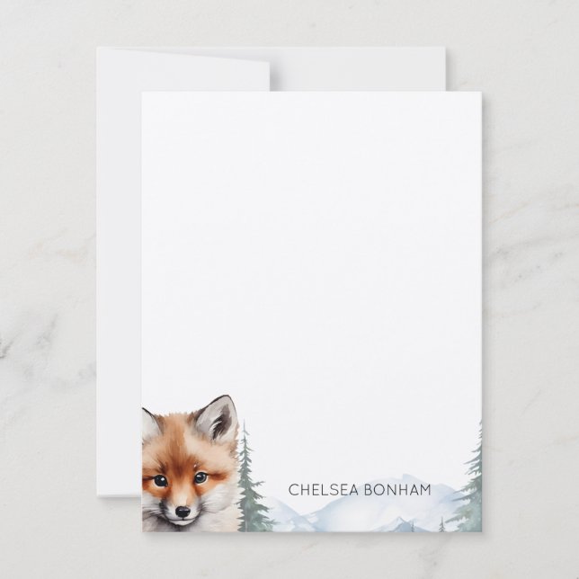 Rotfuchsgräber in einem Wald Wasserfarbe Mitteilungskarte (Vorderseite)