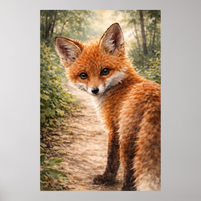 Rotfuchsjunges Waldtier Poster (Vorne)