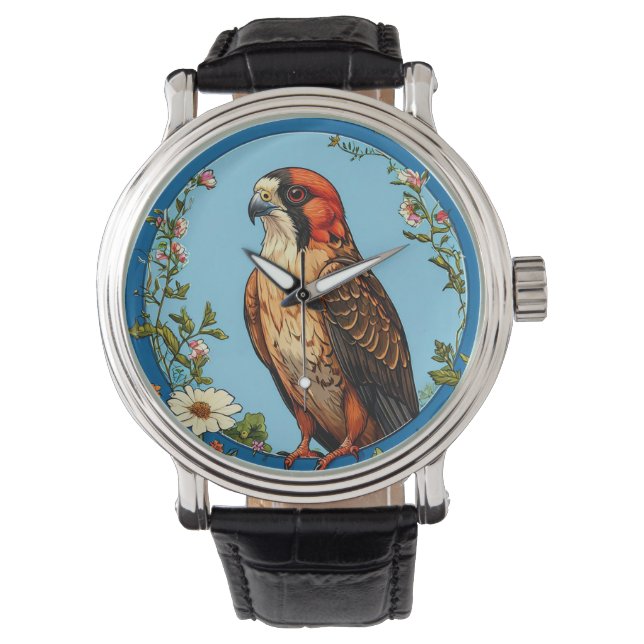 Rotfußfalke Bird Armbanduhr (Vorderseite)