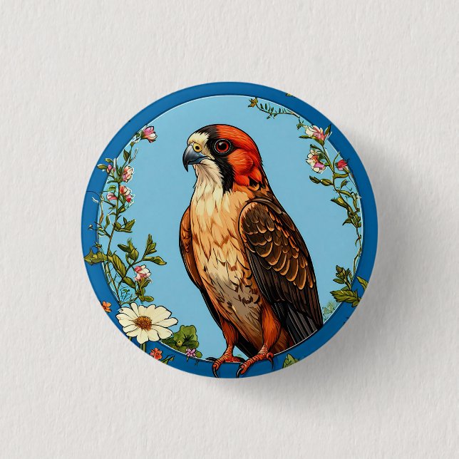 Rotfußfalke Bird Button (Vorderseite)