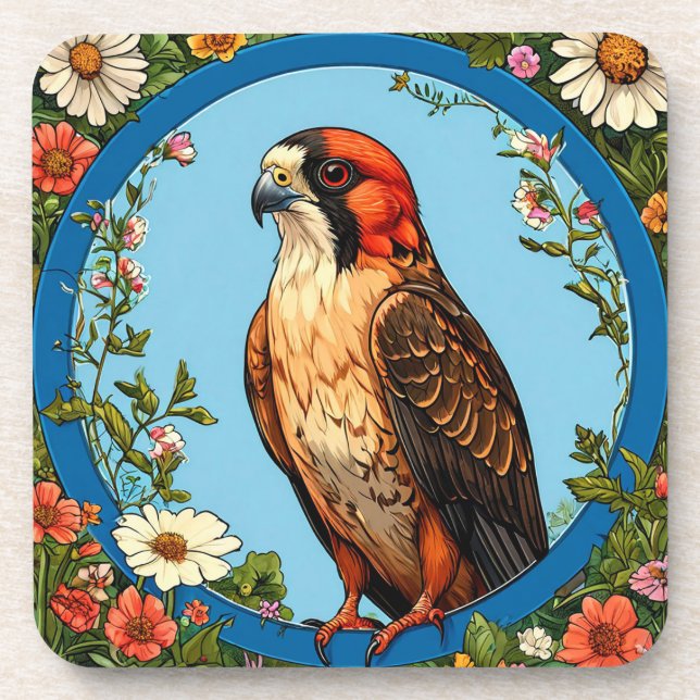 Rotfußfalke Bird Getränkeuntersetzer (Vorderseite)