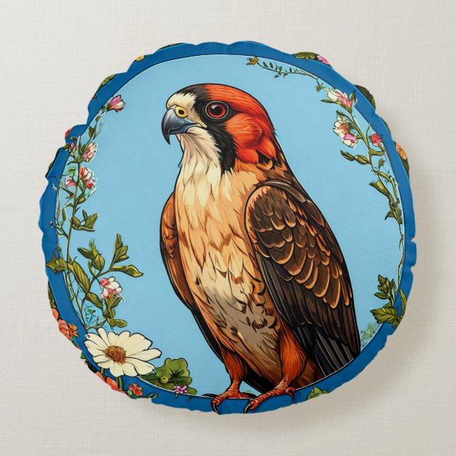 Rotfußfalke Bird Rundes Kissen (Vorderseite)