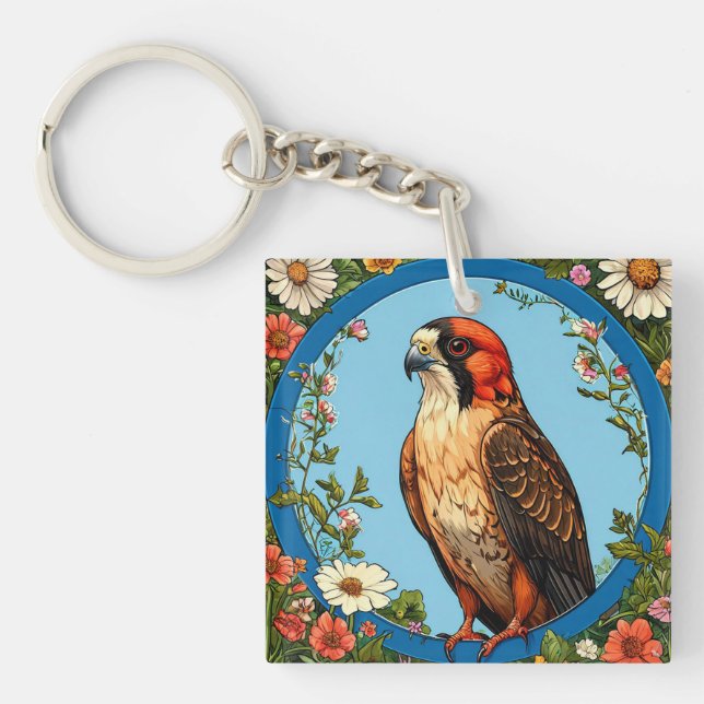 Rotfußfalke Bird Schlüsselanhänger (Vorderseite)