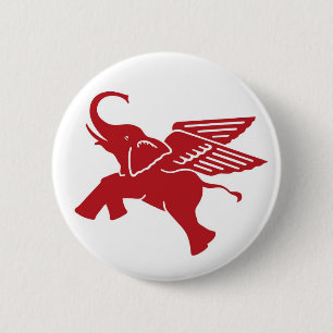 Rotgeflügelter Elefant Button