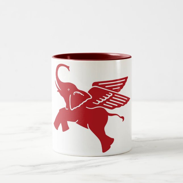 Rotgeflügelter Elefant Zweifarbige Tasse (Mittel)