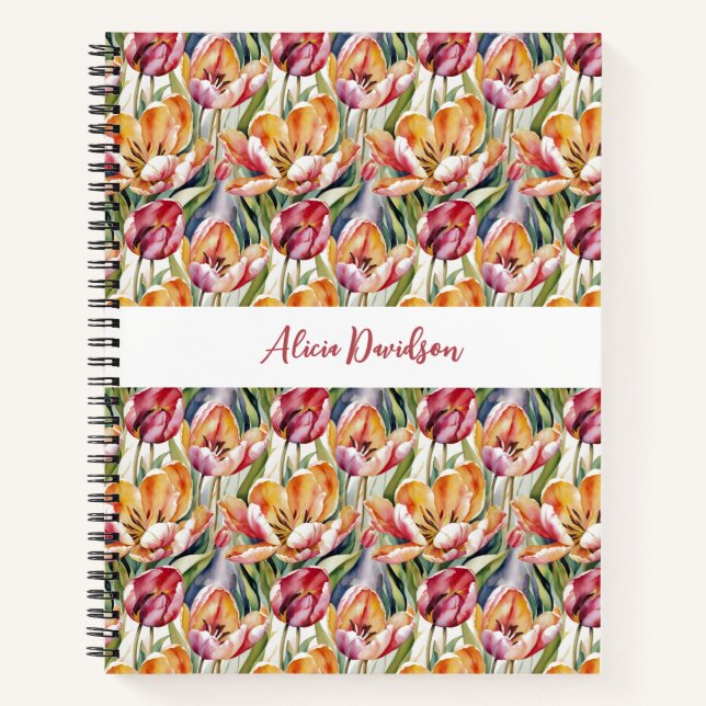 Rotgelbe Tulpen | Dein Name Notizbuch (Vorderseite)
