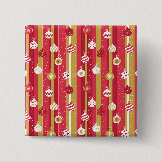 Rotgelbe Weihnachtsbaumschmuck Button (Vorderseite)