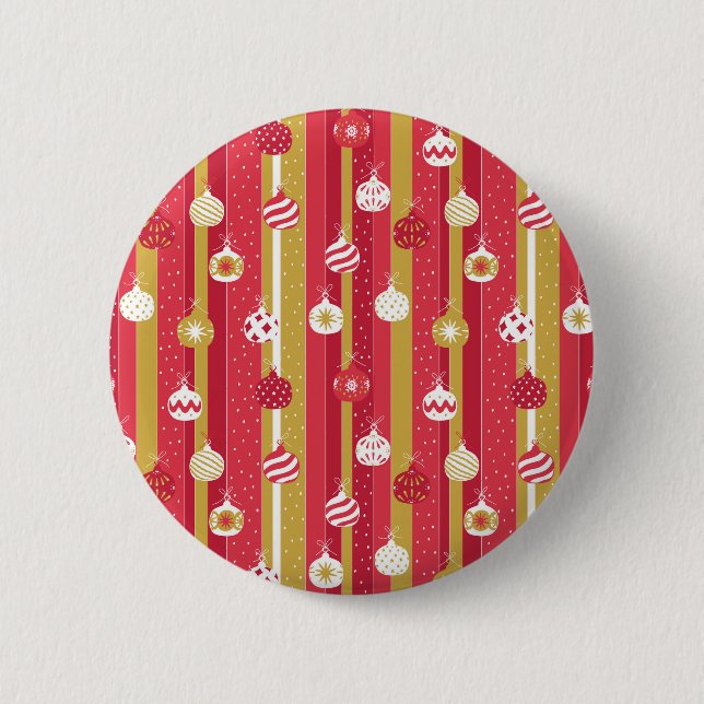 Rotgelbe Weihnachtsbaumschmuck Button (Vorderseite)