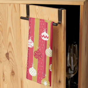 Rotgelbe Weihnachtsbaumschmuck Geschirrtuch