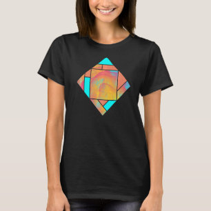 Rotgelbes Cyan-Rauch Modernes Geometrie-Muster T-Shirt