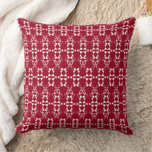 Rotgeometrische Ornamenmuster-Retro Kissen