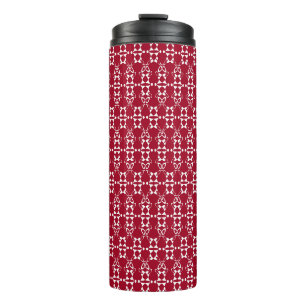 Rotgeometrische Ornamenmuster-Retro Thermosbecher