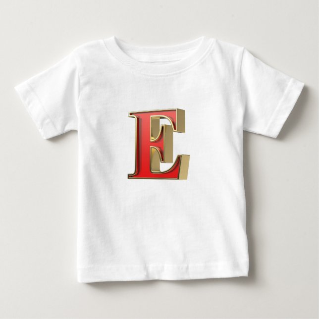 Rotglasbuchstabe E Baby T-shirt (Vorderseite)