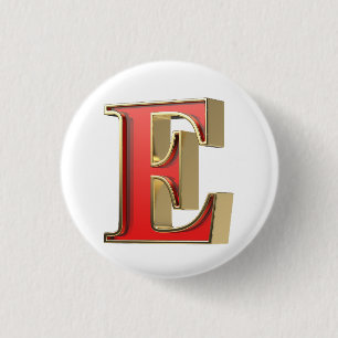 Rotglasbuchstabe E Button
