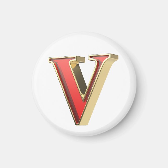 Rotglasbuchstabe V Magnet (Vorne)