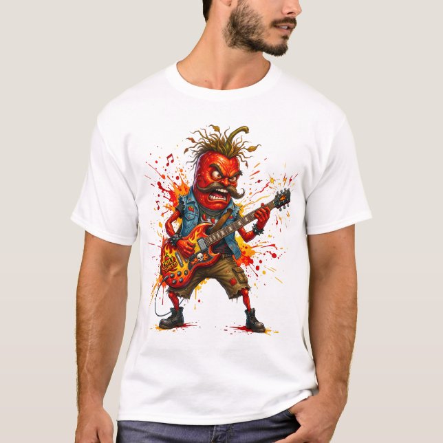 Rotglühender Herr Chili Rockstar T-Shirt (Vorderseite)
