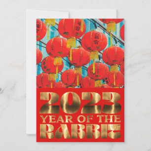 Rotgold-Chinesische-Wasserhasen-Neujahrsfeier Einladung