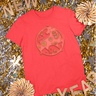 Rotgold Chinesisches Neujahr Ochse Chinesischer Zo T-Shirt