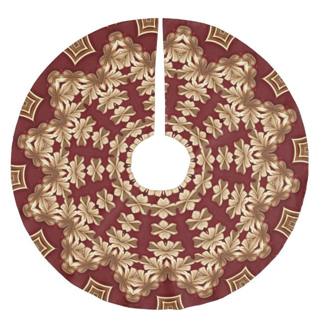 Rotgold-Feiertags-Weihnachtsrock Polyester Weihnachtsbaumdecke (Vorderseite)