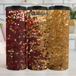 Rotgold Glitter Festliches Konfetti Thermosbecher