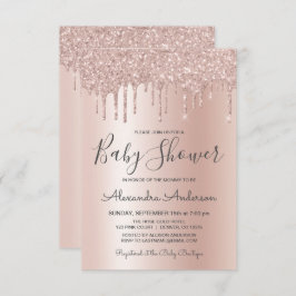Rotgold | Pink Sparkle Glitzer Foil Babydusche Einladung