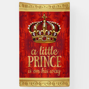 Rotgold Prinz Krone Junge Baby Shower Banner