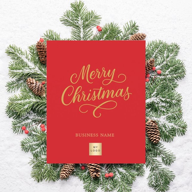 Rotgold-Schrift Geschäft-Logo Weihnachtskarte (Von Creator hochgeladen)