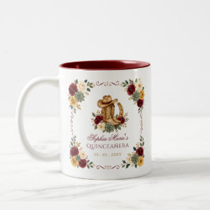 Rotgold Western Pferd Floral Charra Quinceañera Zweifarbige Tasse