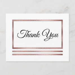 Rotgold | White Modern Simple Elegant Vielen Dank Postkarte