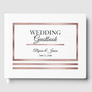 Rotgold   White Modern Simple Elegante Wedding Gästebuch