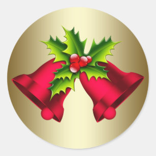 Rotgoldene Weihnachtsglocken-Aufkleber Runder Aufkleber