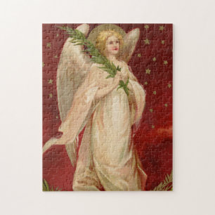 Rotgoldener viktorianischer Weihnachtsengel Puzzle