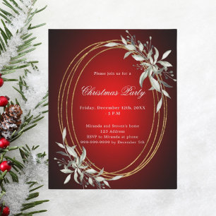 Rotgoldgrün Weihnachten Party Einladung