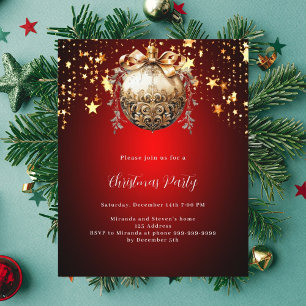 Rotgoldsterne Weihnachts-Party Einladung