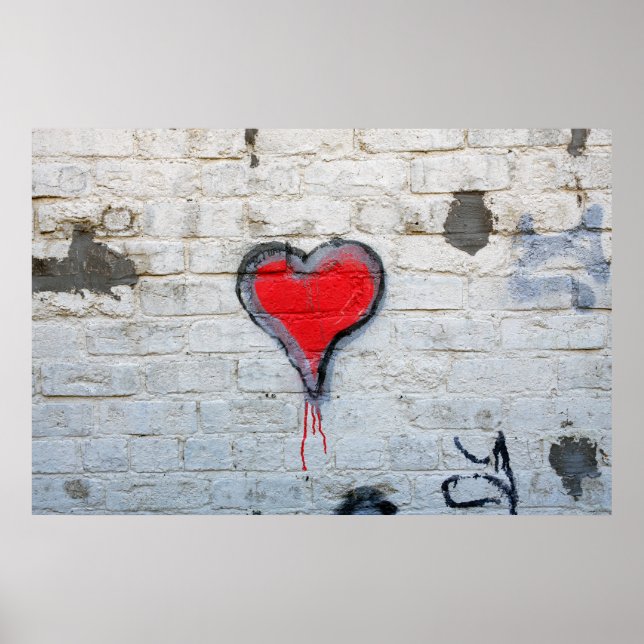 Rotgraffiti-Herz Poster (Vorne)