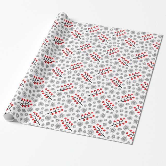 Rotgraues skandinavisches Musterpapier Geschenkpapier (Ungerollt)