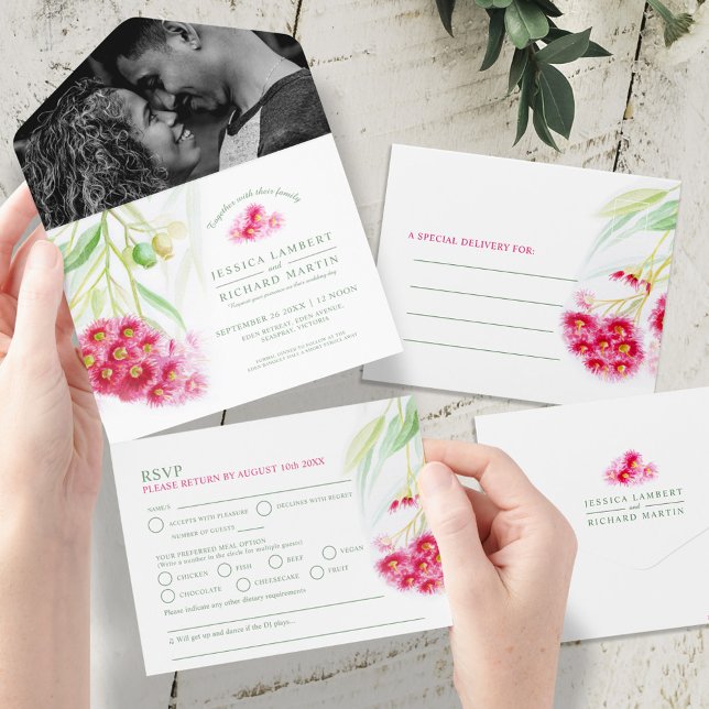 Rotgrüne Eukalyptusbrasse All In One Einladung (Von Creator hochgeladen)