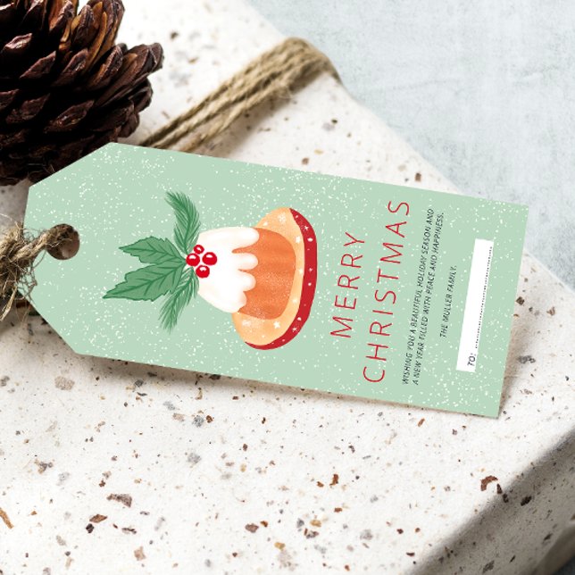Rotgrüne Mistletoe rustikal Frohe Weihnachtskuchen Geschenkanhänger (Red green mistletoe rustic Merry Christmas cake Gift Tags)