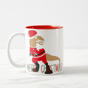 Rotgrüne Rentierfische Santa-Claus-Dinosaurier Zweifarbige Tasse