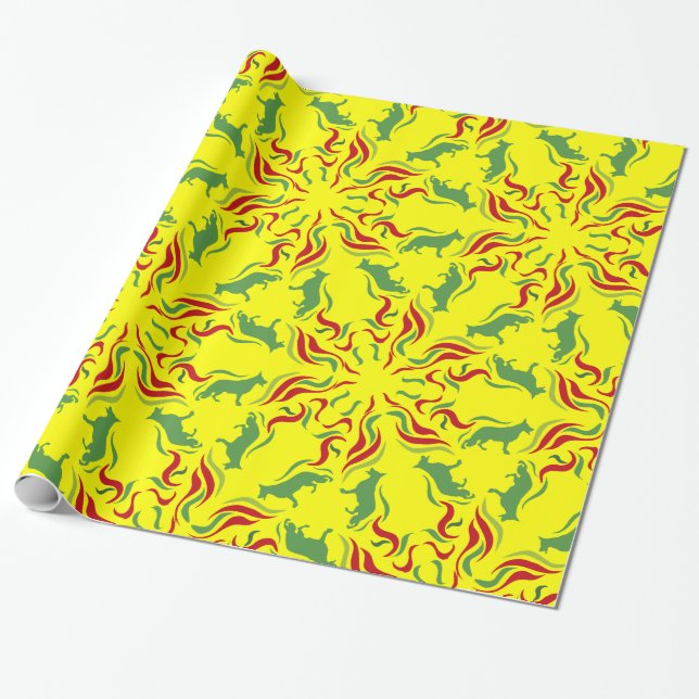 Rotgrüne Schafherde Geschenkpapier (Ungerollt)