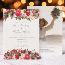 Rotgrüner Winter Foto Qr Code Hochzeit