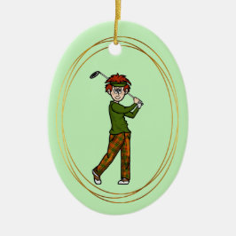 Rothaar Männlich Golfer Personalisierte Ornament