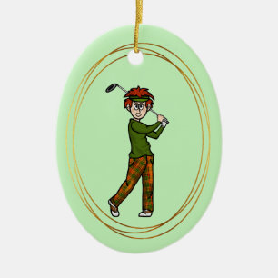 Rothaar Männlich Golfer Personalisierte Ornament