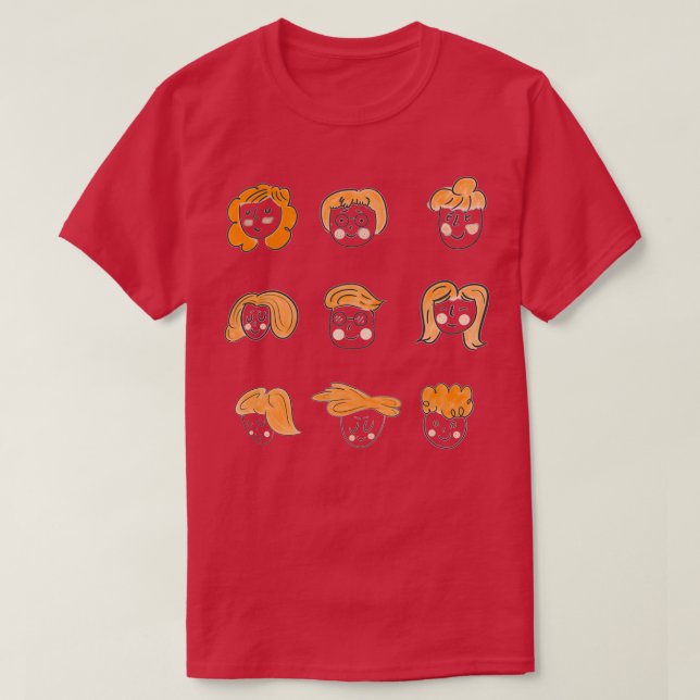 Rothaarige Aufkleber T-Shirt (Design vorne)