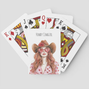 Rothaarige Cowgirl Spielkarten