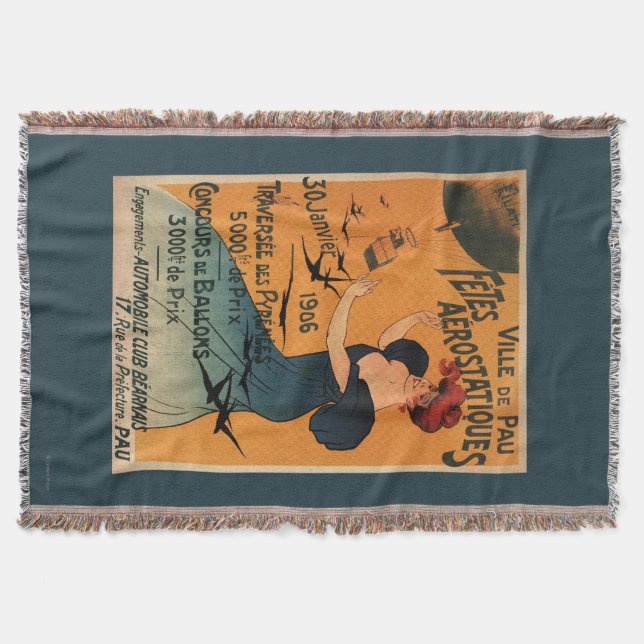 Rothaarige Frau erwartet Ballon-Vogel-Plakat Decke (Vorderseite)